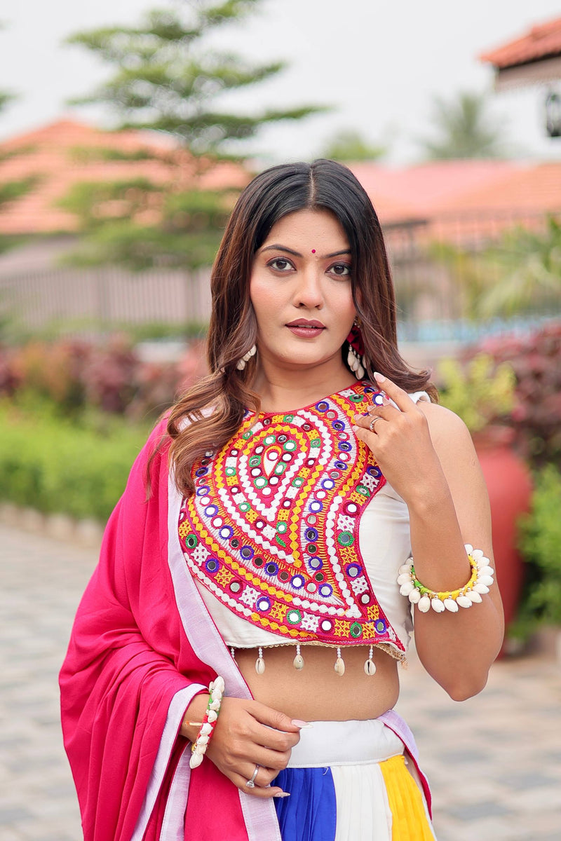 Multi Color Cotton Navratri Lehenga with Designer Blouse