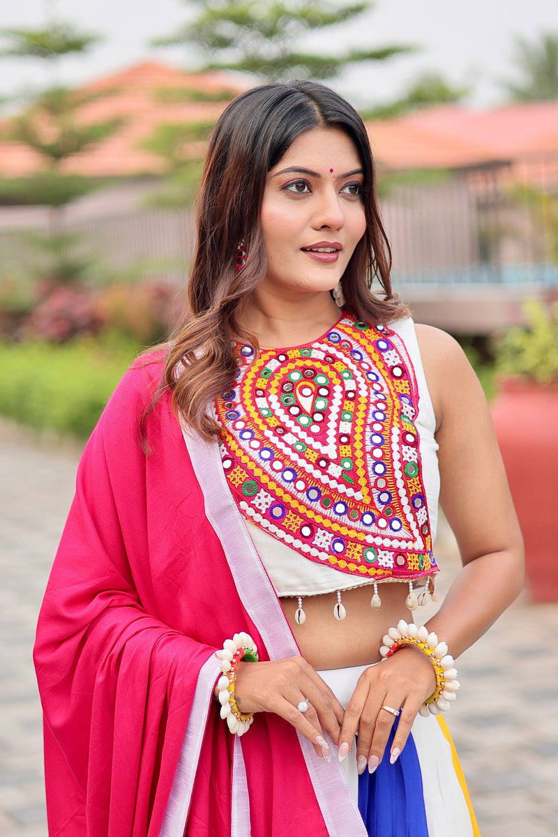 Multi Color Cotton Navratri Lehenga with Designer Blouse