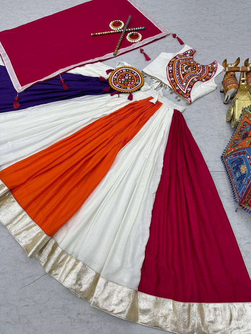 Multi Color Cotton Navratri Lehenga with Designer Blouse