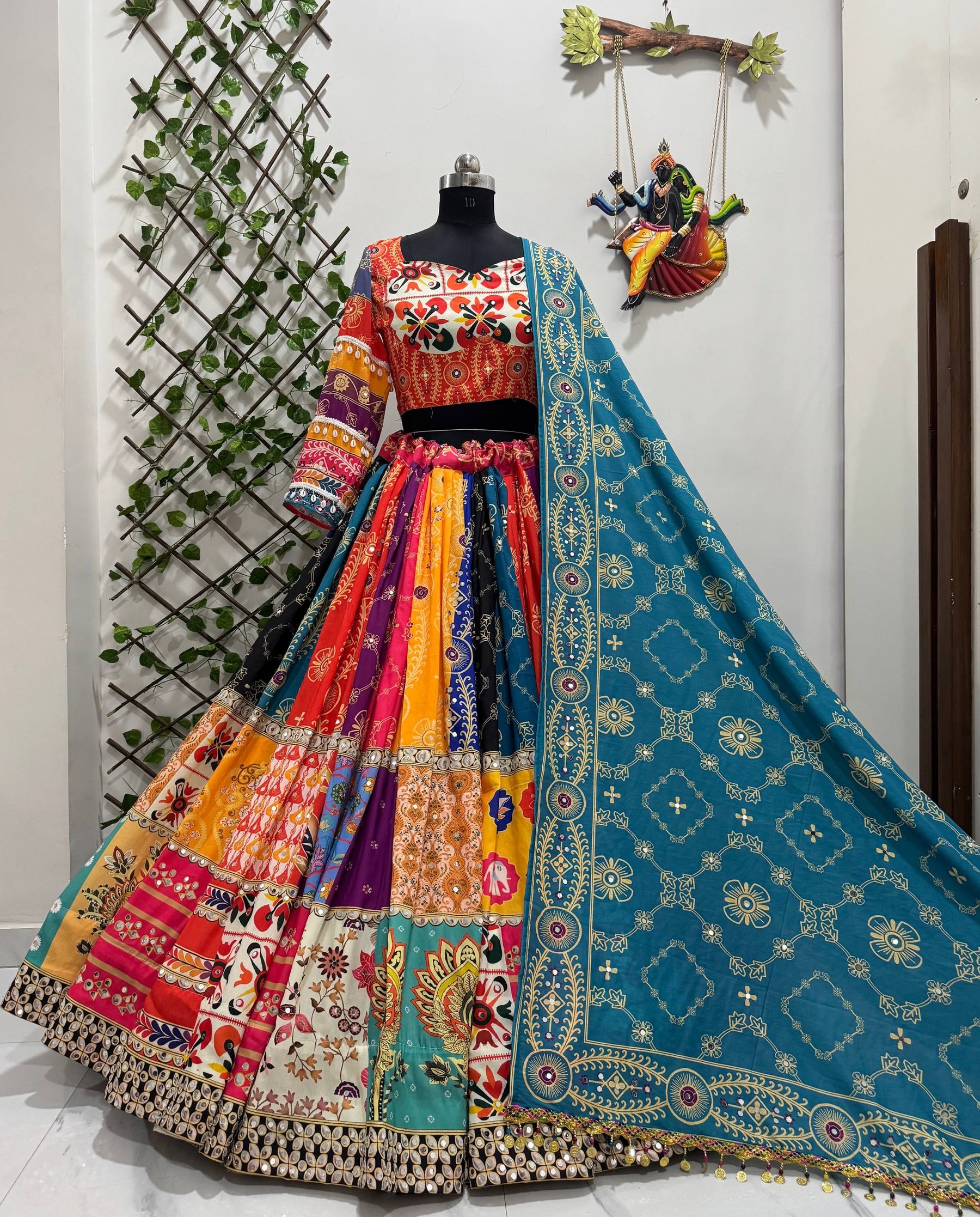 Navratri Designer Mirror Work Trendy Digital Printed Lehenga Choli