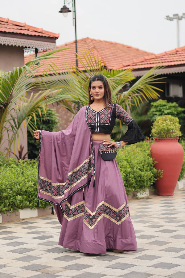 Light Purple Color Navratri Special Cotton Lehenga Choli