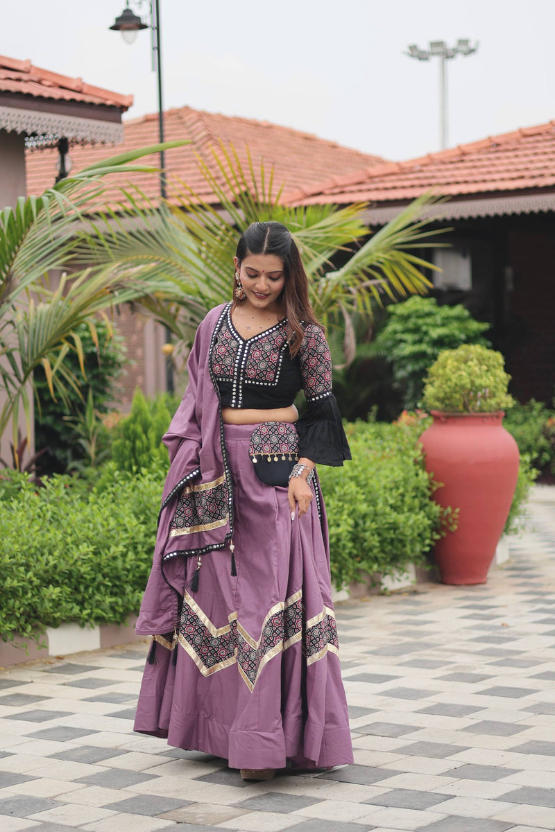 Light Purple Color Navratri Special Cotton Lehenga Choli