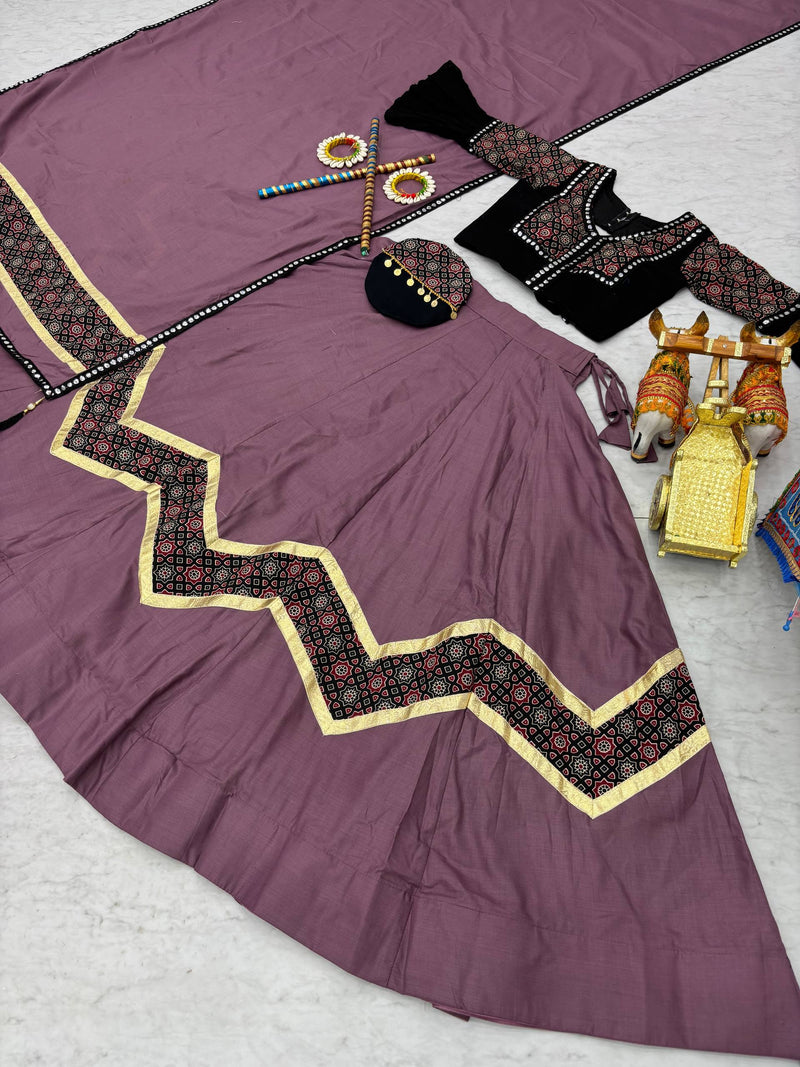 Light Purple Color Navratri Special Cotton Lehenga Choli