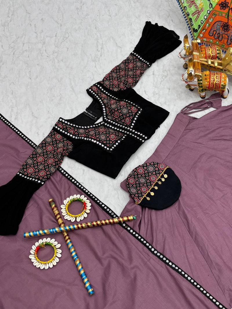 Light Purple Color Navratri Special Cotton Lehenga Choli