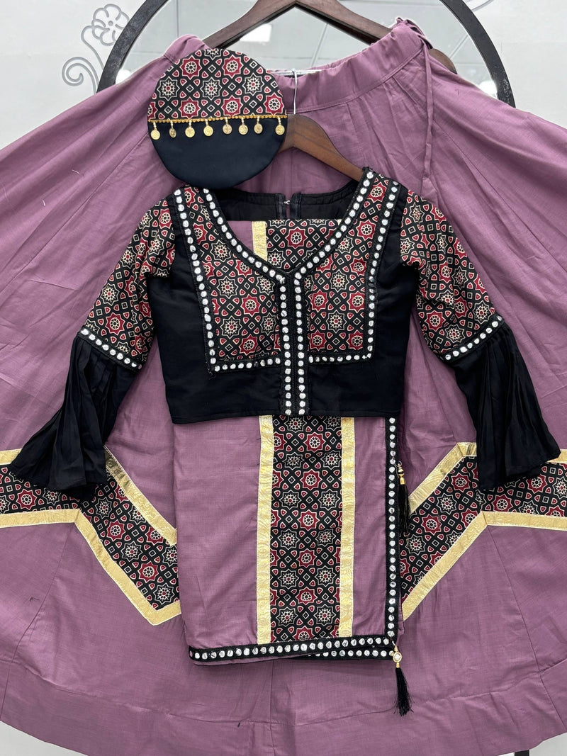 Light Purple Color Navratri Special Cotton Lehenga Choli