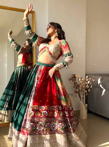 Multi Color Digital Printed Mirror Work Navratri Lehenga Choli