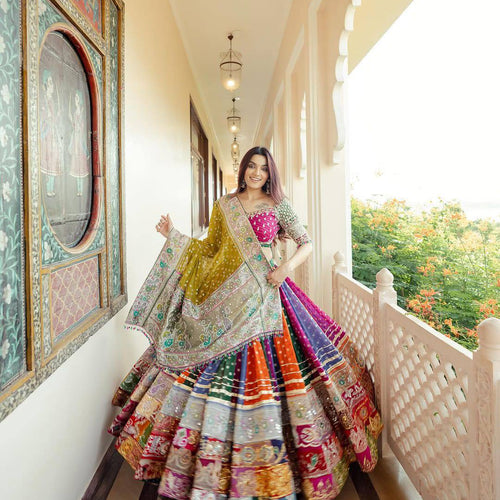 Multi Color Digital Printed Mirror Work Navratri Special Trendy Lehenga Choli