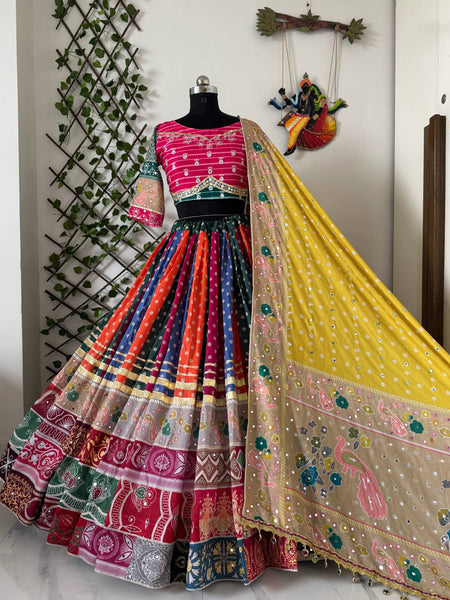 Multi Color Digital Printed Mirror Work Navratri Special Trendy Lehenga Choli