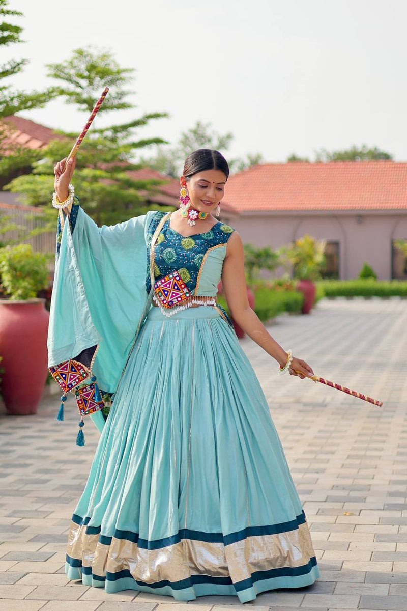 Light Blue Color Navratri Special Cotton Chaniya Choli