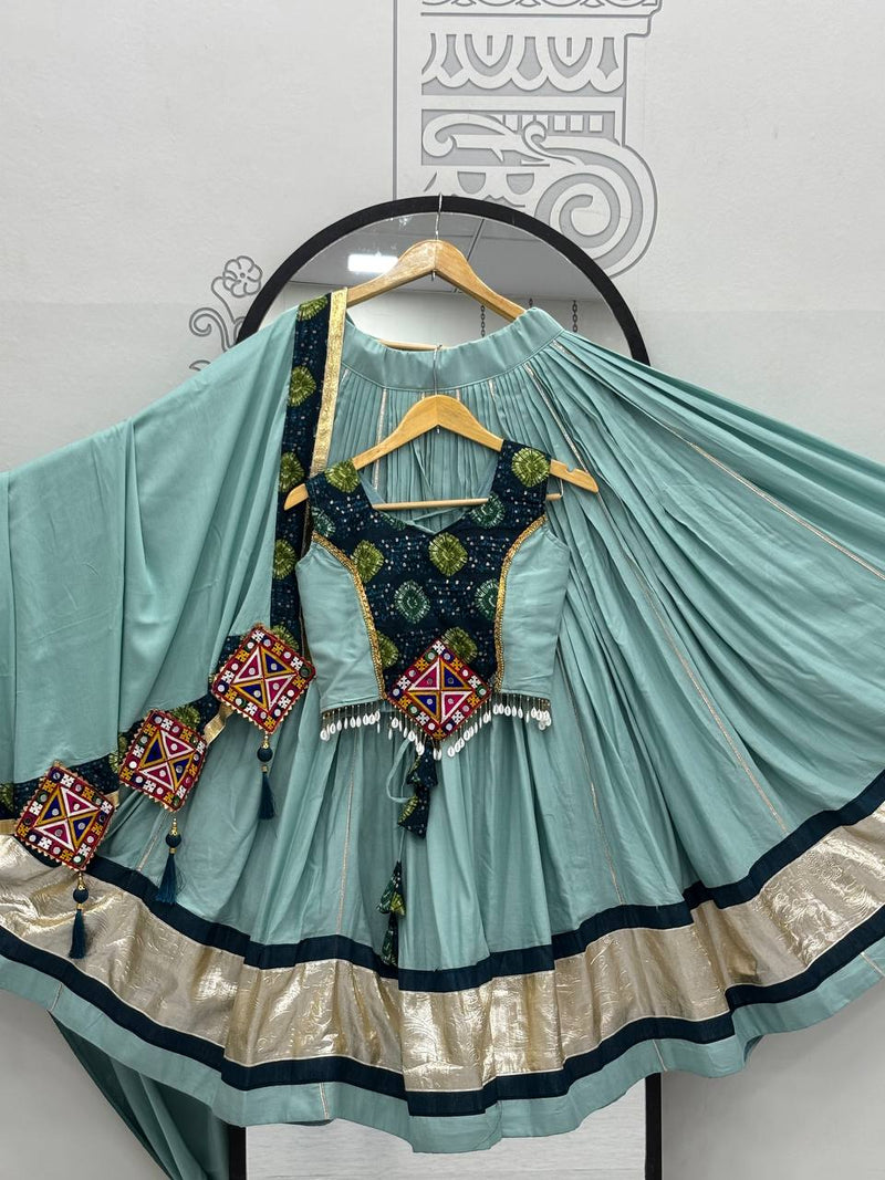 Light Blue Color Navratri Special Cotton Chaniya Choli