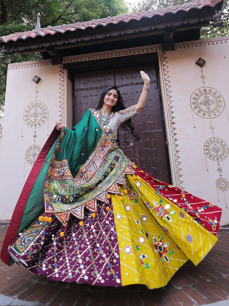 Geeta Rabari Wear Digital Printed Mirror Work Navratri Lehenga Choli