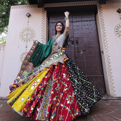 Geeta Rabari Wear Digital Printed Mirror Work Navratri Lehenga Choli
