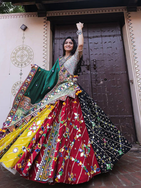 Geeta Rabari Wear Digital Printed Mirror Work Navratri Lehenga Choli