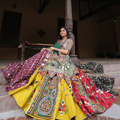 Geeta Rabari Wear Digital Printed Mirror Work Navratri Lehenga Choli