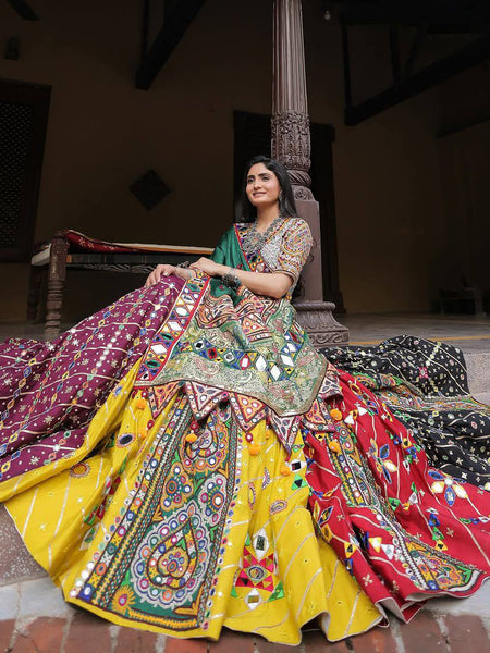 Geeta Rabari Wear Digital Printed Mirror Work Navratri Lehenga Choli