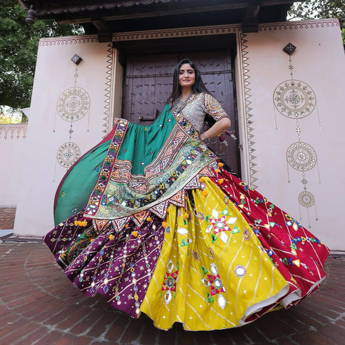 Geeta Rabari Wear Digital Printed Mirror Work Navratri Lehenga Choli