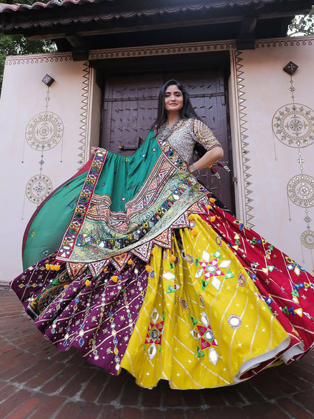 Geeta Rabari Wear Digital Printed Mirror Work Navratri Lehenga Choli