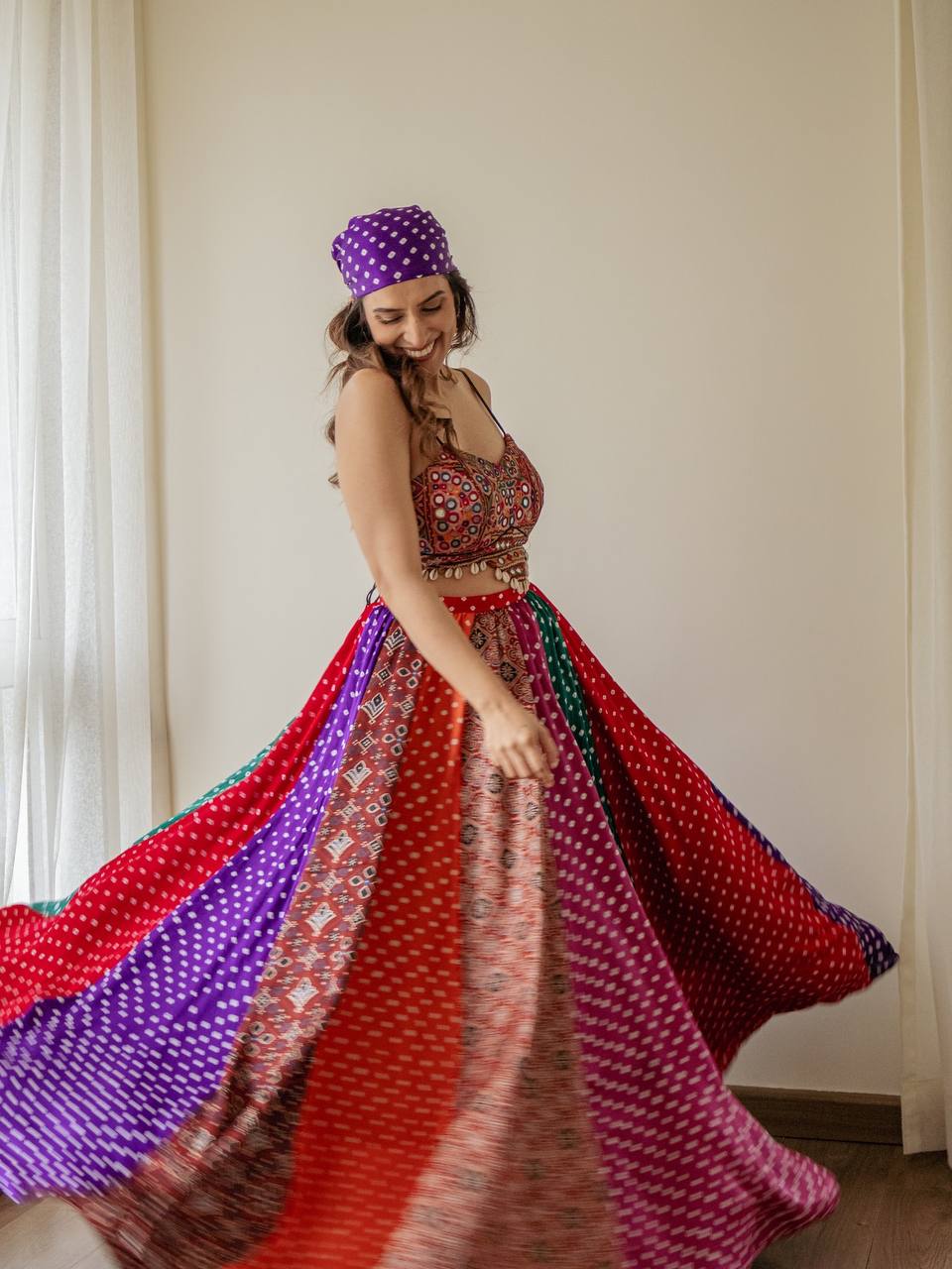 Bandhani Printed Multi Color Navratri Ready to Wear Lehenga Choli