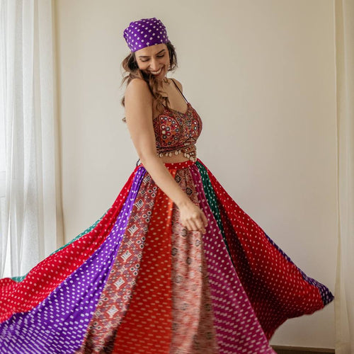 Bandhani Printed Multi Color Navratri Ready to Wear Lehenga Choli