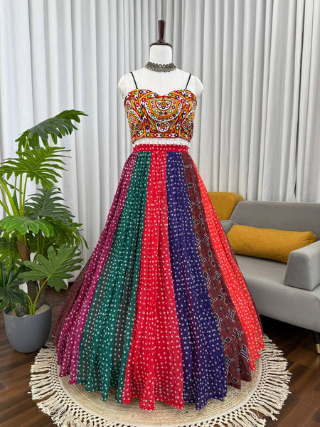 Bandhani Printed Multi Color Navratri Ready to Wear Lehenga Choli