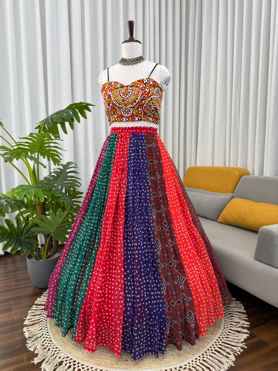 Bandhani Printed Multi Color Navratri Ready to Wear Lehenga Choli