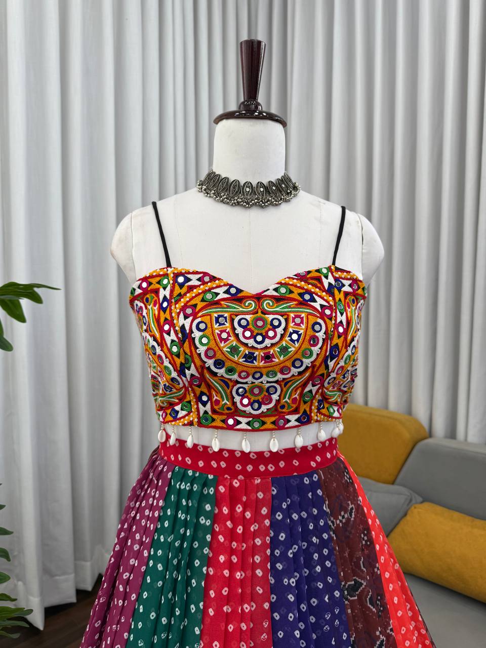 Bandhani Printed Multi Color Navratri Ready to Wear Lehenga Choli