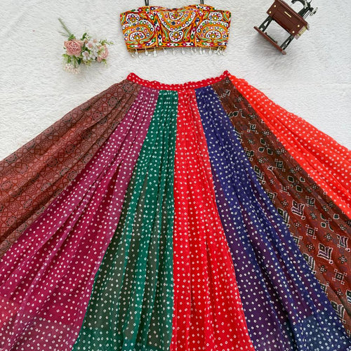 Bandhani Printed Multi Color Navratri Ready to Wear Lehenga Choli