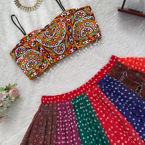 Bandhani Printed Multi Color Navratri Ready to Wear Lehenga Choli