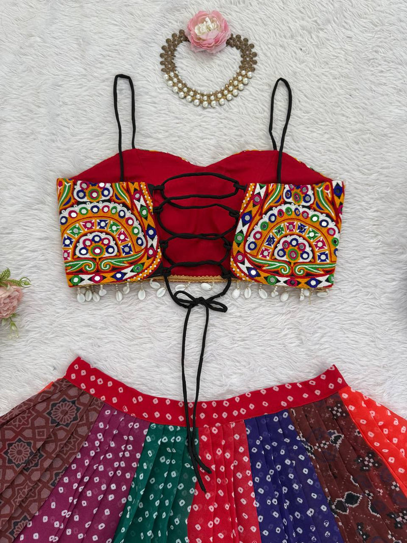 Bandhani Printed Multi Color Navratri Ready to Wear Lehenga Choli