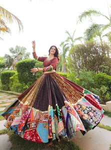 Multi Color Digital Printed Mirror Work Full Flair Navratri Lehenga Choli