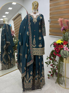 Rama Wedding Wear Heavy Embroidery Sequence Sharara Suit