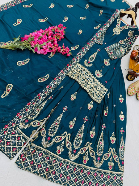 Rama Wedding Wear Heavy Embroidery Sequence Sharara Suit