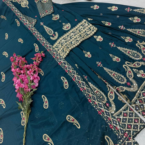 Rama Wedding Wear Heavy Embroidery Sequence Sharara Suit