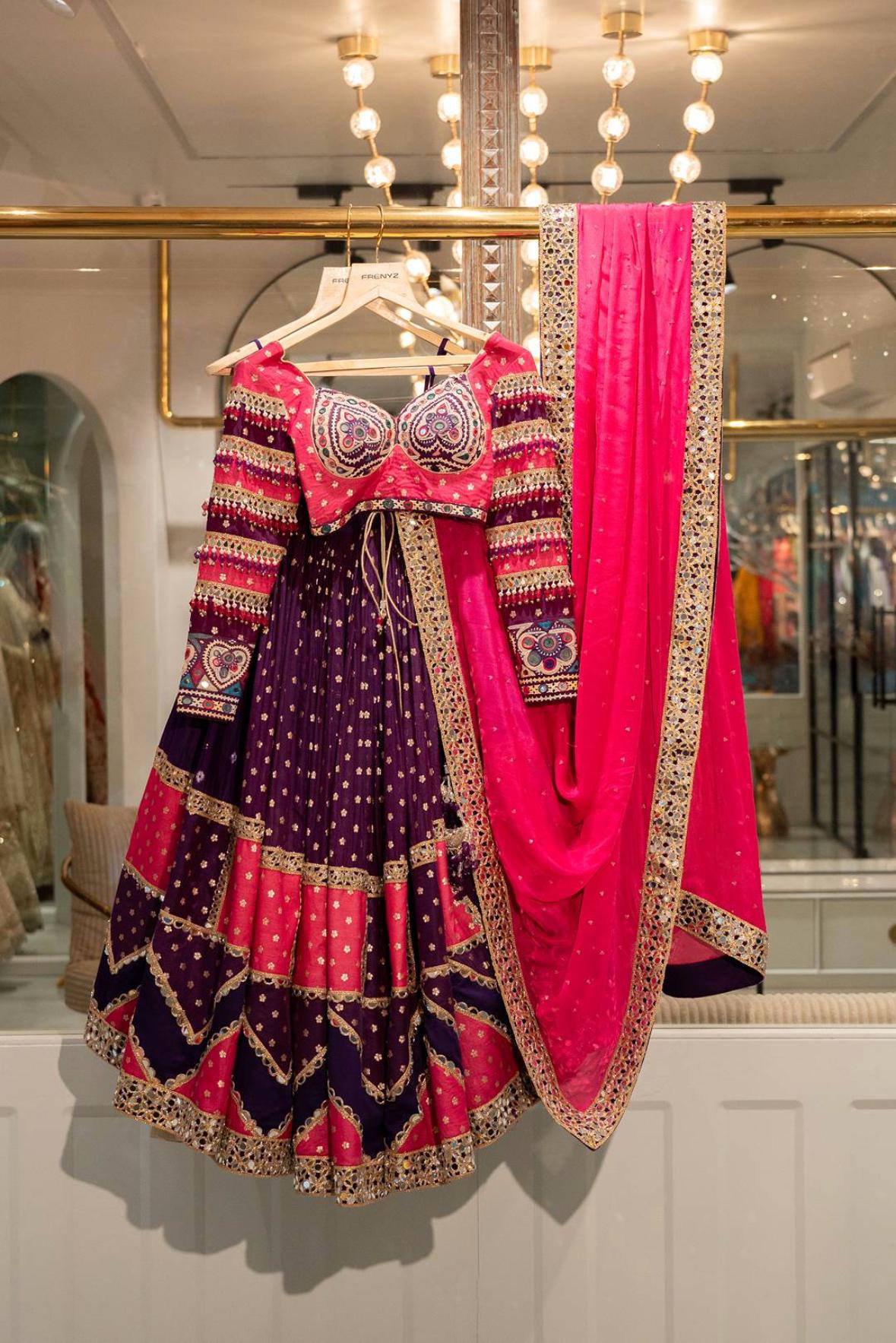 Purple Color Digital Printed Mirror Work Full Flair Navratri Lehenga Choli