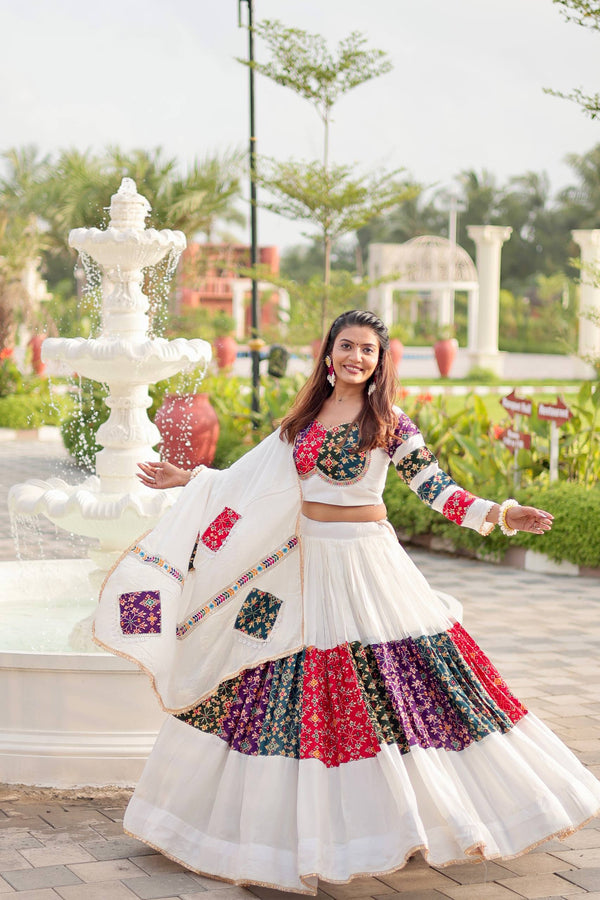 White Color Navratri Designer Cotton Trendy Lehenga Choli