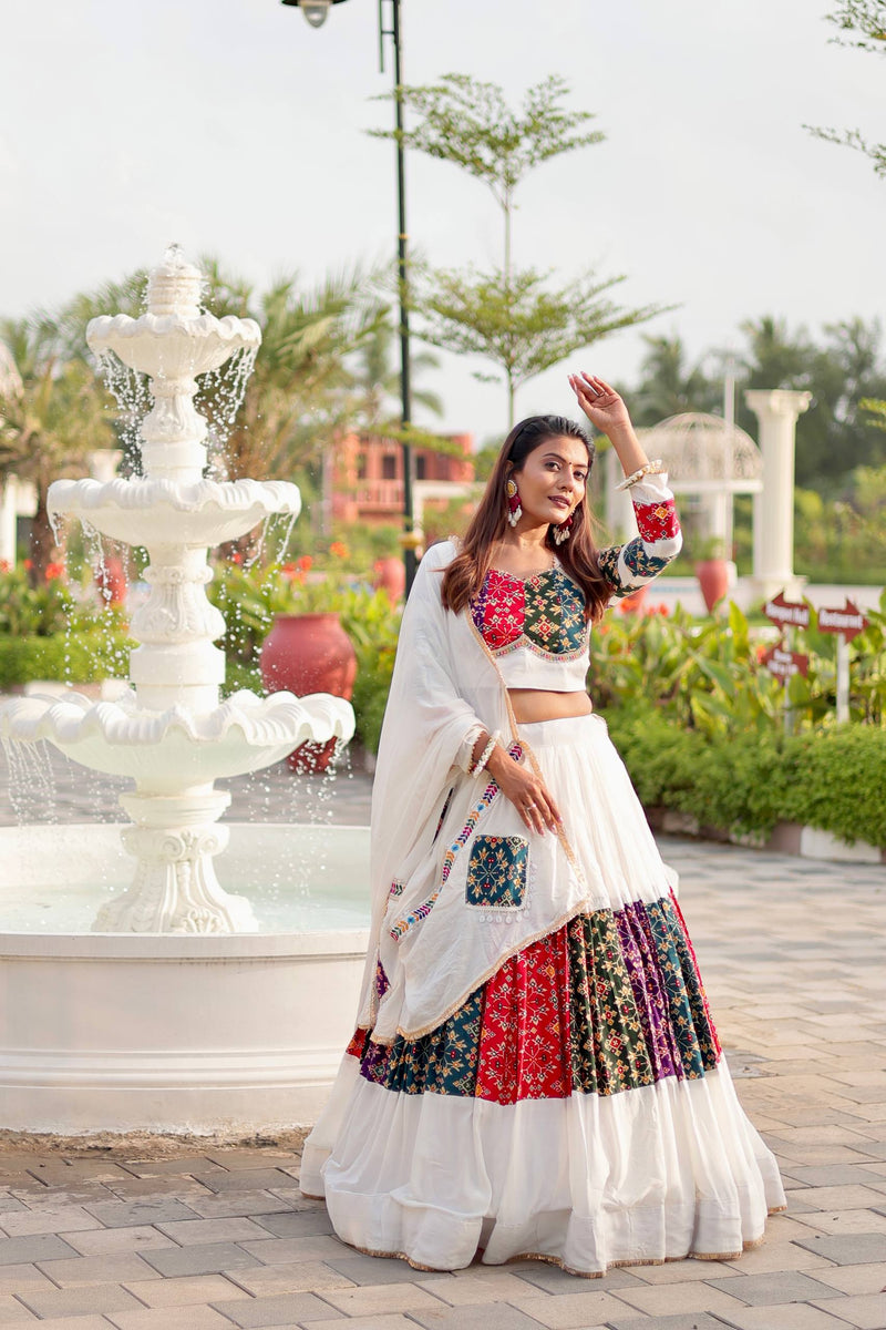 White Color Navratri Designer Cotton Trendy Lehenga Choli