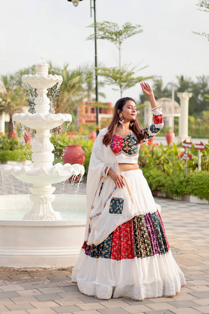White Color Navratri Designer Cotton Trendy Lehenga Choli