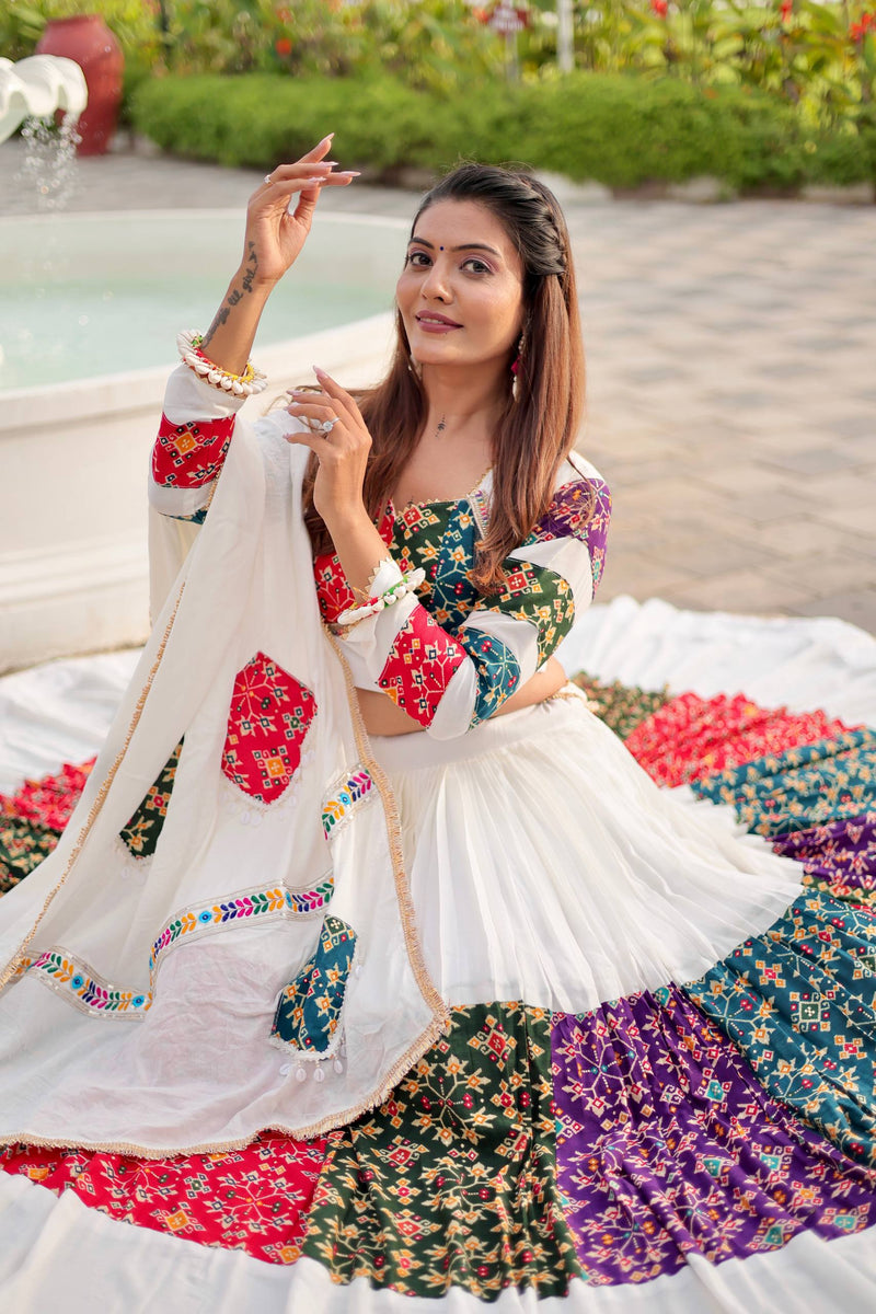 White Color Navratri Designer Cotton Trendy Lehenga Choli
