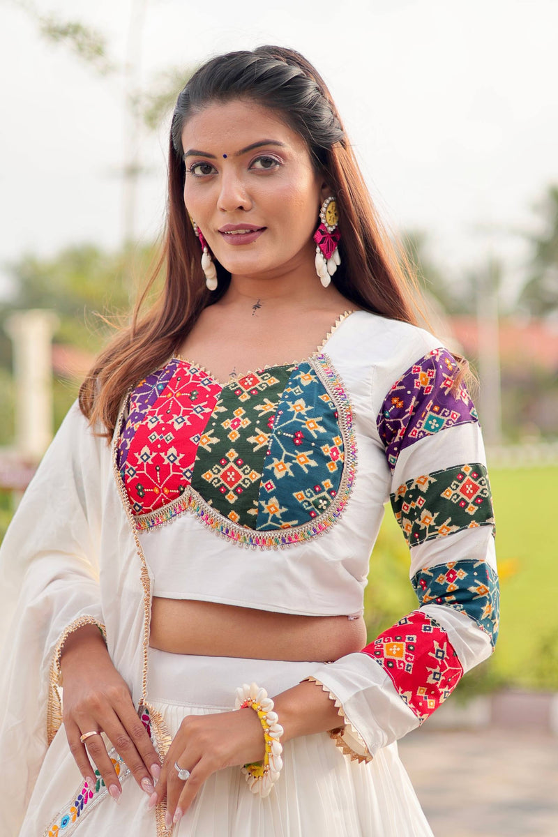 White Color Navratri Designer Cotton Trendy Lehenga Choli