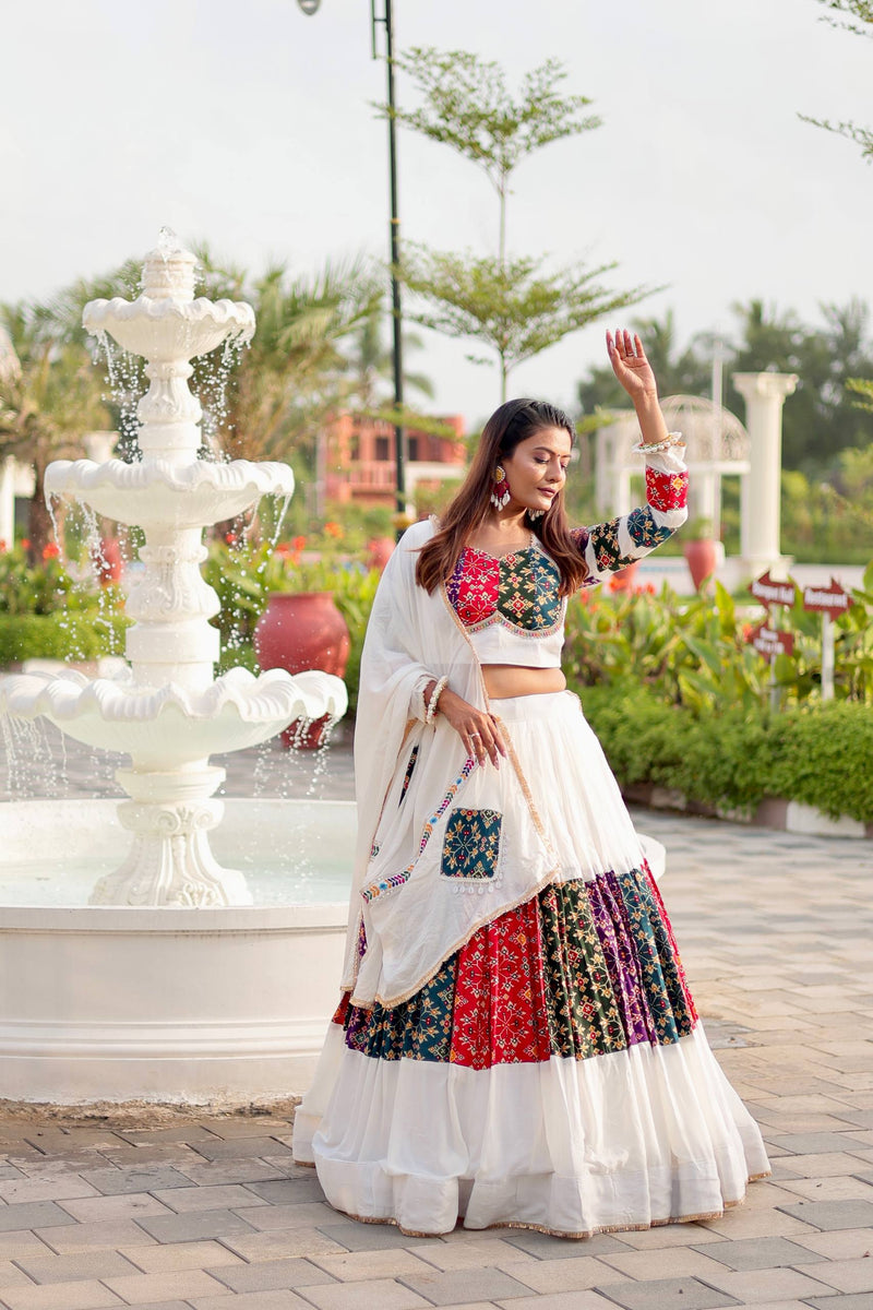 White Color Navratri Designer Cotton Trendy Lehenga Choli