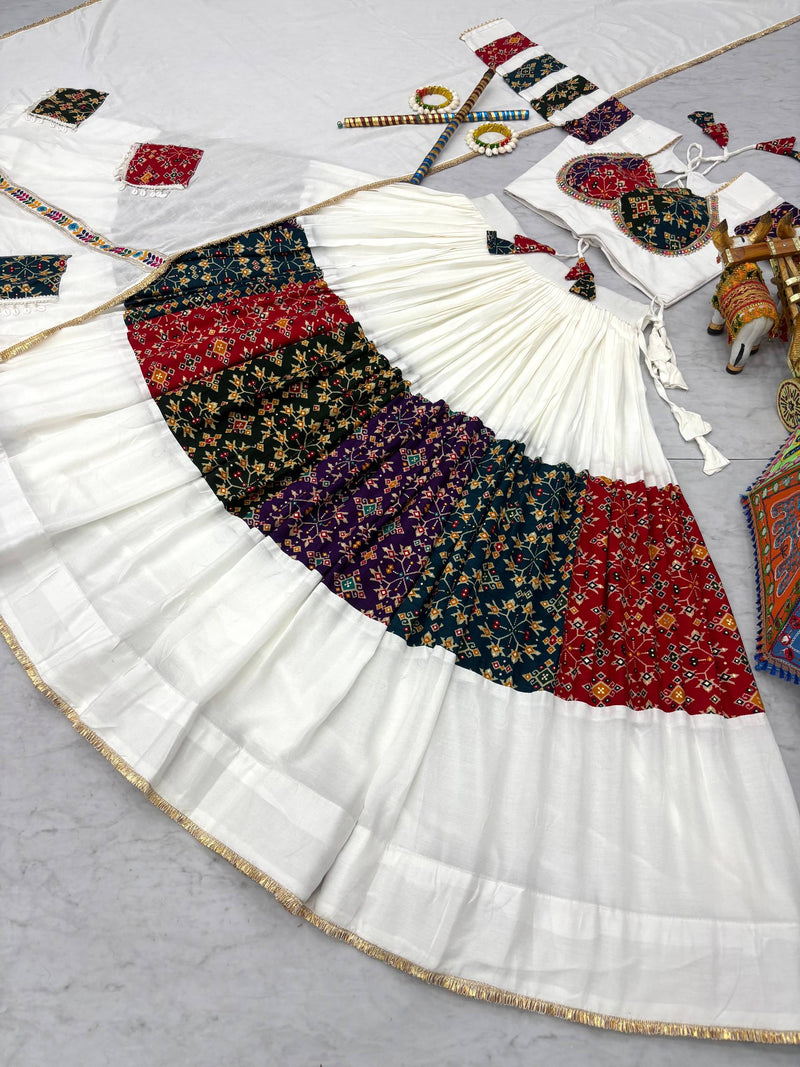 White Color Navratri Designer Cotton Trendy Lehenga Choli