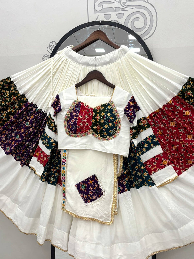 White Color Navratri Designer Cotton Trendy Lehenga Choli