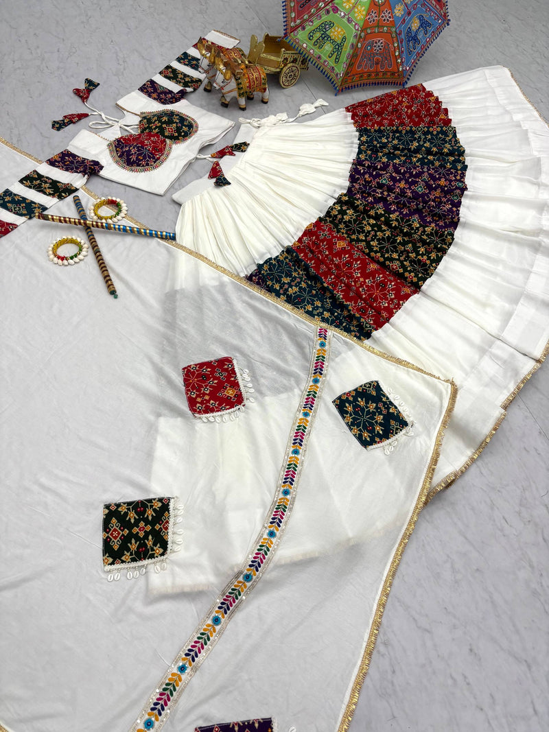 White Color Navratri Designer Cotton Trendy Lehenga Choli