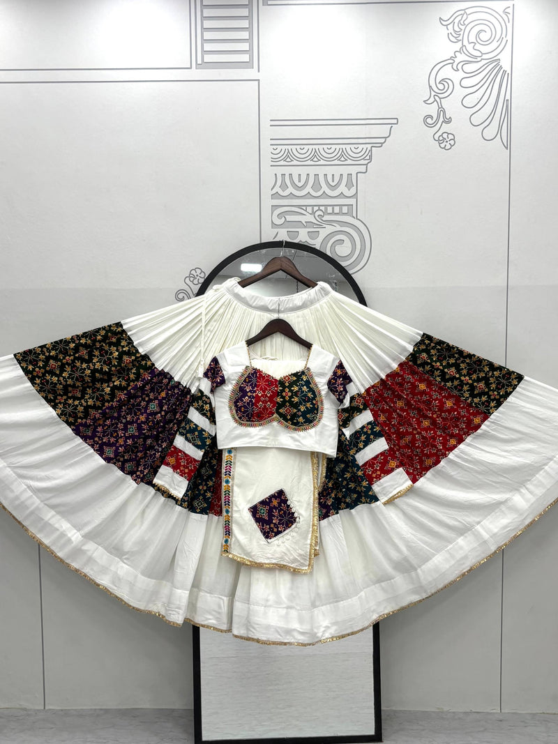 White Color Navratri Designer Cotton Trendy Lehenga Choli