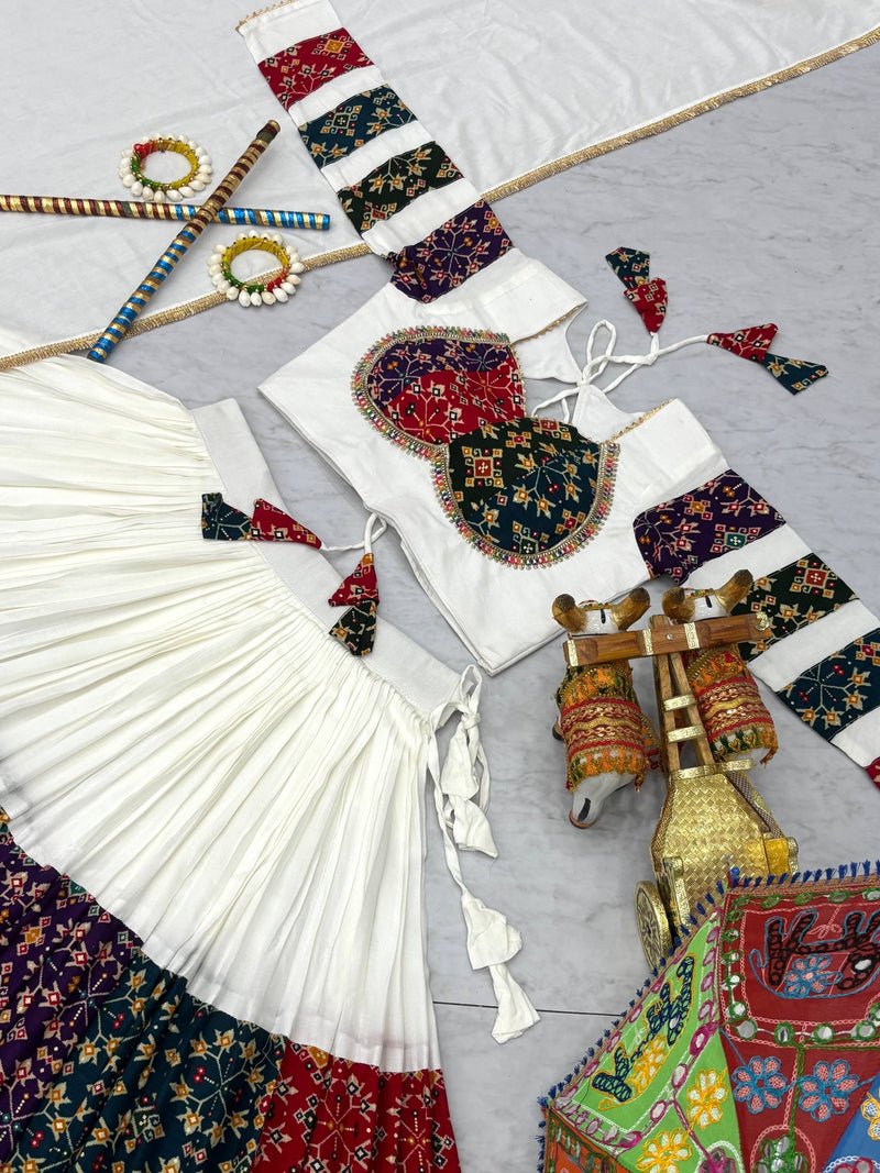 White Color Navratri Designer Cotton Trendy Lehenga Choli
