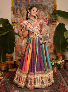 Multi Color Digital Printed Mirror Work Navratri Trendy Lehenga Choli