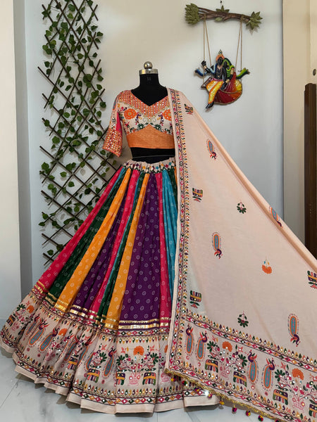 Multi Color Digital Printed Mirror Work Navratri Trendy Lehenga Choli