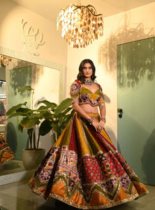 Multi Color Designer Navratri Printed Mirror Work Chaniya Choli