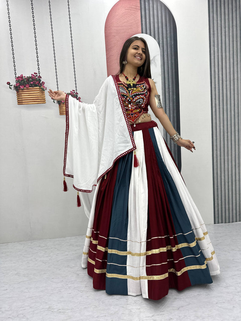 Multi Color Navratri Cotton Lehenga with Designer Blouse