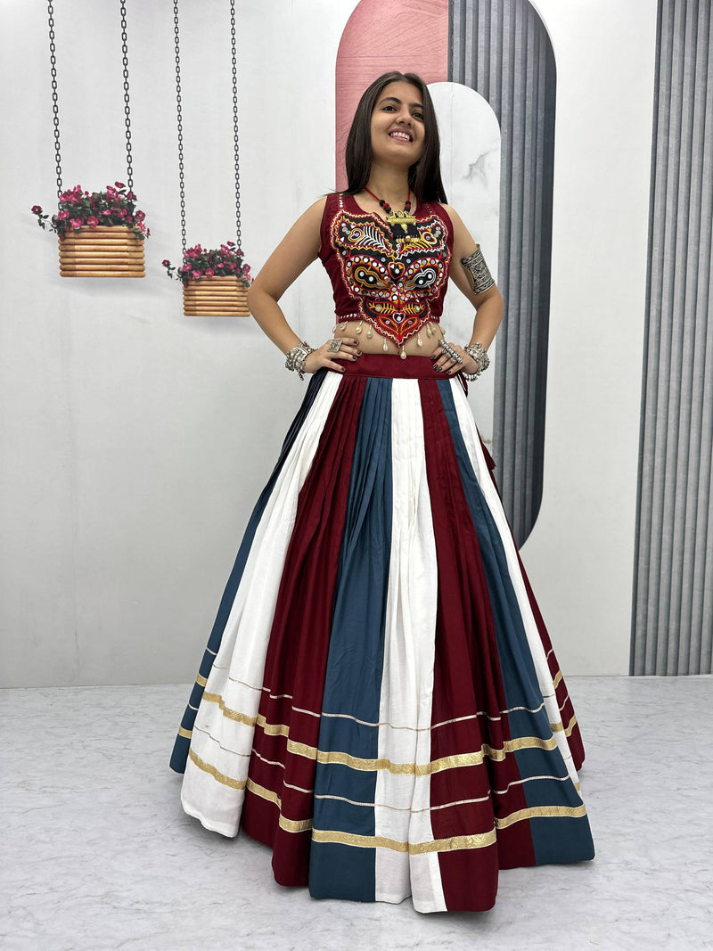Multi Color Navratri Cotton Lehenga with Designer Blouse